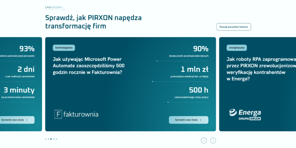 Case studies pozwala nam na opowiedzenie historii naszych realizacji. Przedstawienie problemu, sposobu jego rozwiązania i wyników